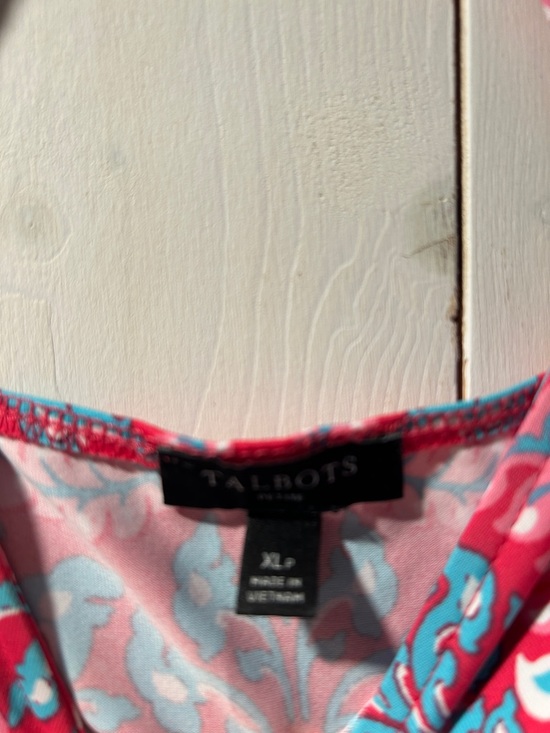 Talbots NWOT Pink and Blue Paisley Sheath Dress Sleeveless Back Cut Out XL Petie - Picture 2 of 4